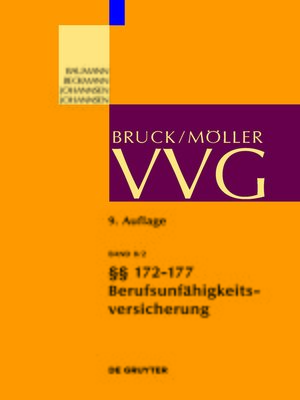 cover image of Bruck/Möller VVG 9. Auflage Band 8/2 §§ 172-177 (Berufsunfähigkeitsversicherung)